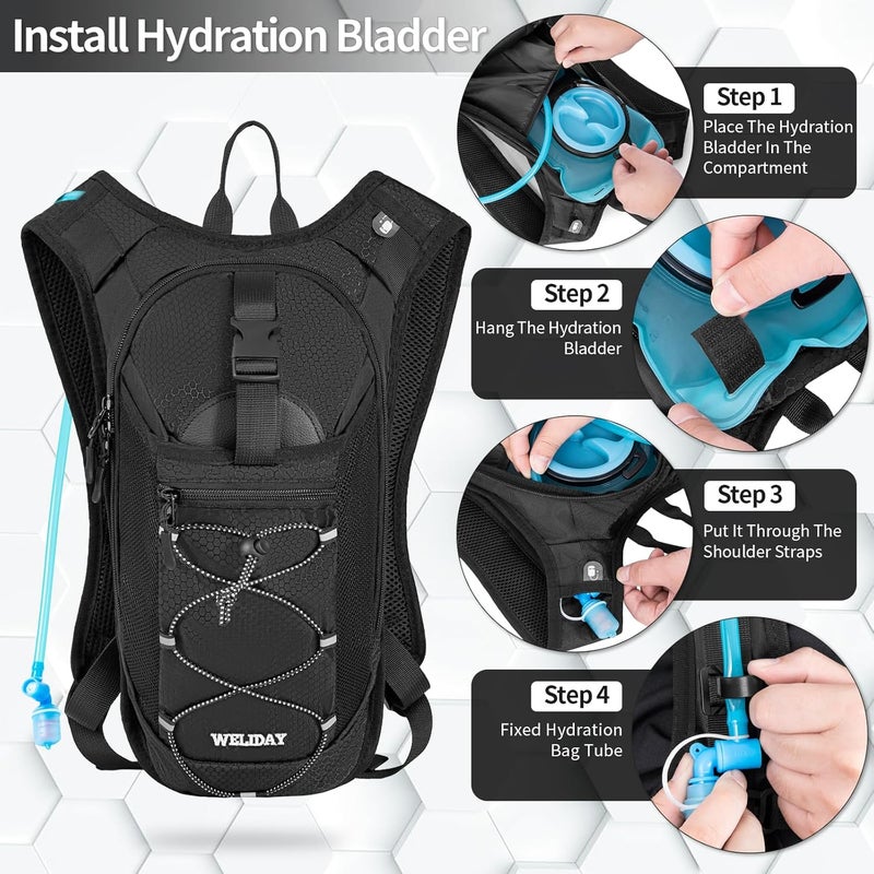 WELIDAY Hydration Backpack with 2L Water Bladder, Lightweight Hydro Pack for Cycling, Running, Hiking, Climbing - Image 4